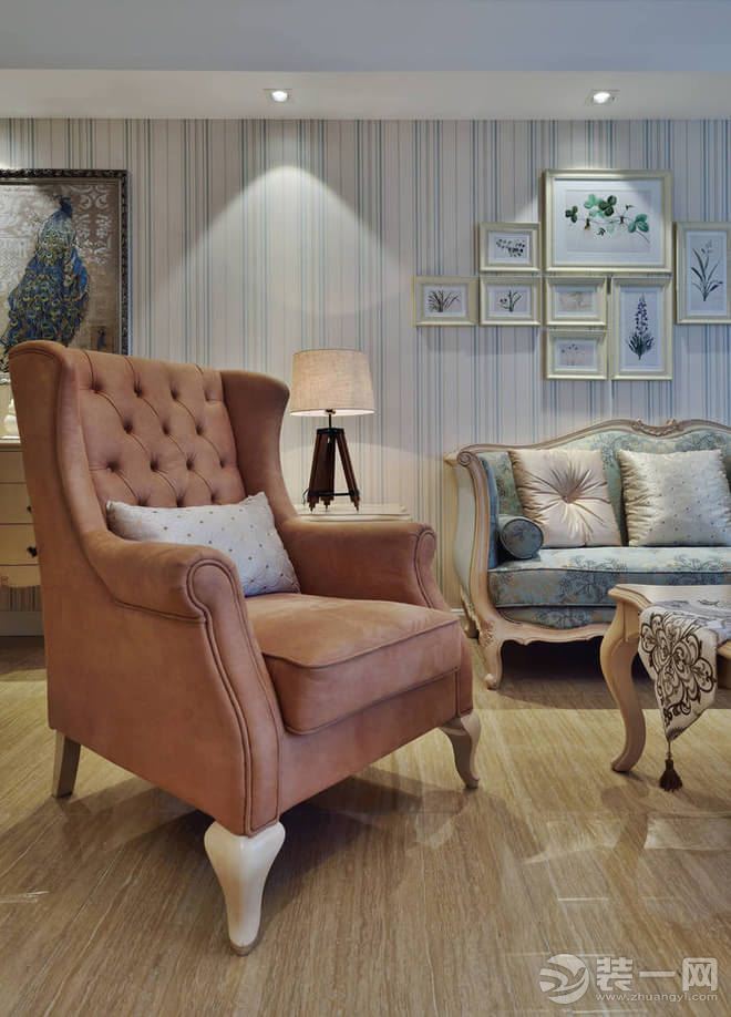23万硬装110平米小美式风格 三室两厅两卫装修效果图
